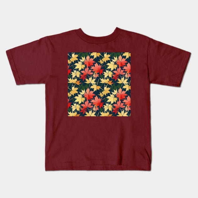 Maple leaf pattern Kids T-Shirt by designfurry 